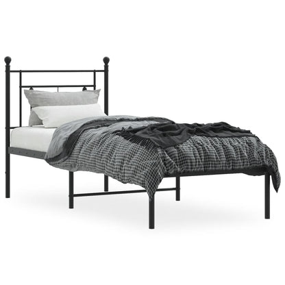 Bettgestell mit Kopfteil Metall Schwarz 75x190 cm - Pazzar.ch