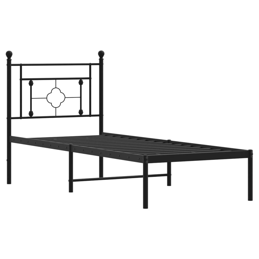 Bettgestell mit Kopfteil Metall Schwarz 75x190 cm - Pazzar.ch