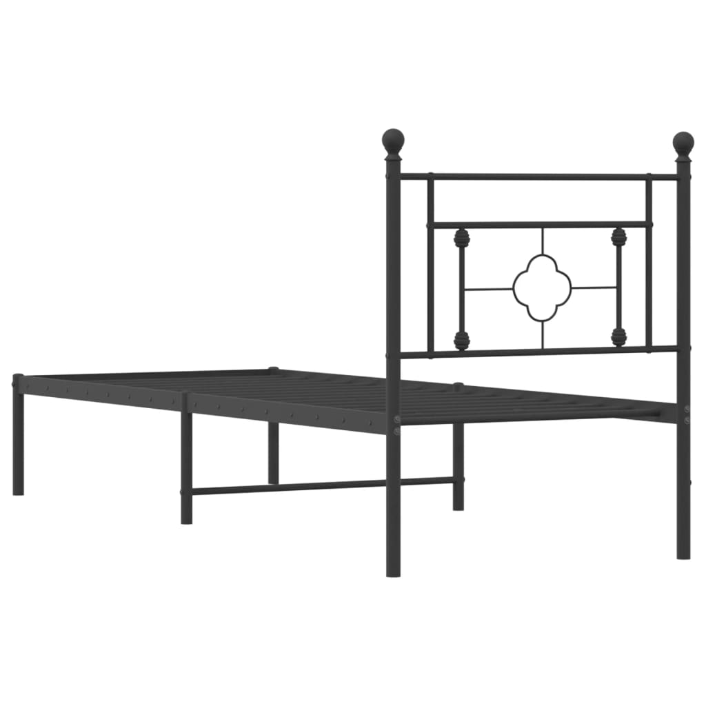 Bettgestell mit Kopfteil Metall Schwarz 75x190 cm - Pazzar.ch