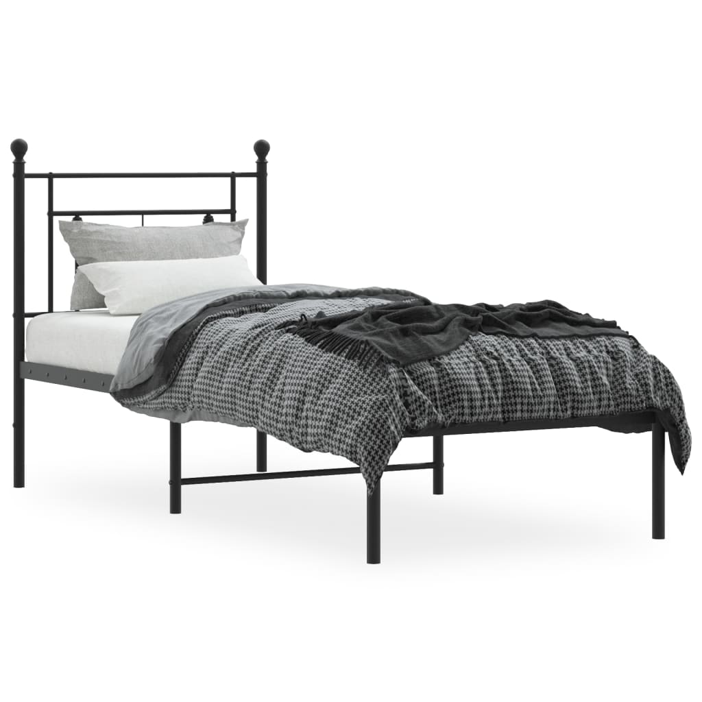 Bettgestell mit Kopfteil Metall Schwarz 80x200 cm - Pazzar.ch