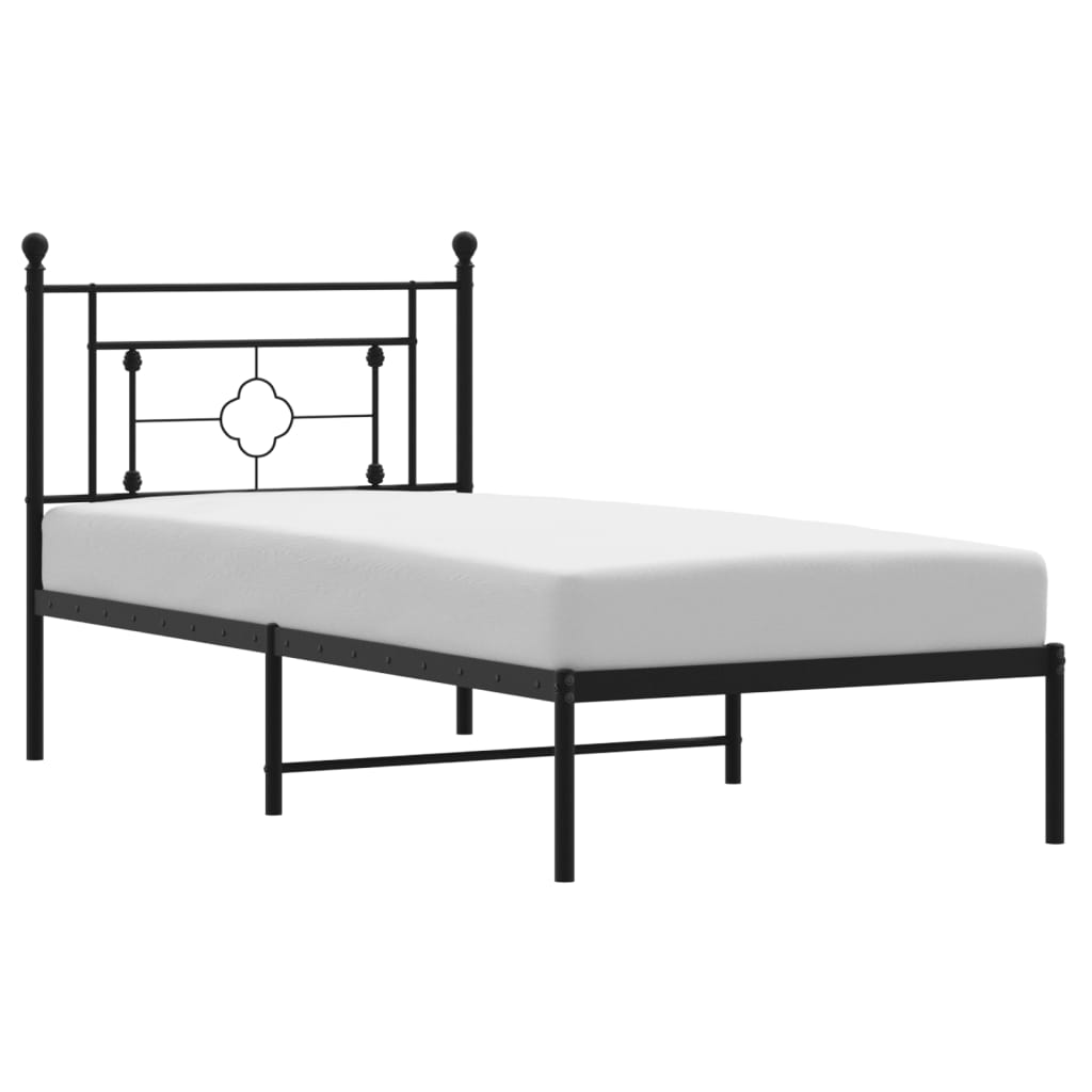 Bettgestell mit Kopfteil Metall Schwarz 100x190 cm - Pazzar.ch
