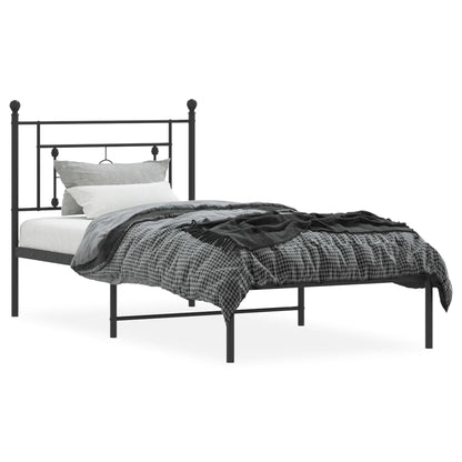 Bettgestell mit Kopfteil Metall Schwarz 100x190 cm - Pazzar.ch