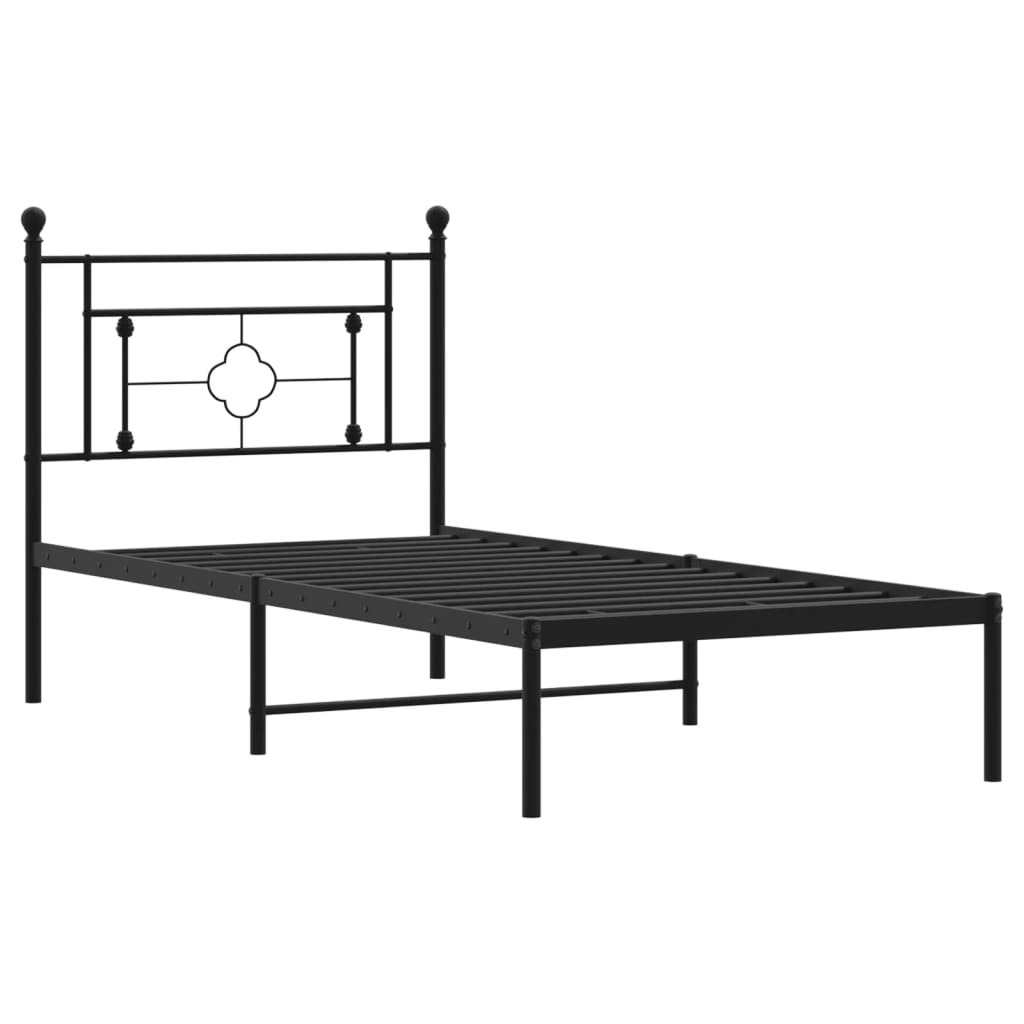 Bettgestell mit Kopfteil Metall Schwarz 100x190 cm - Pazzar.ch