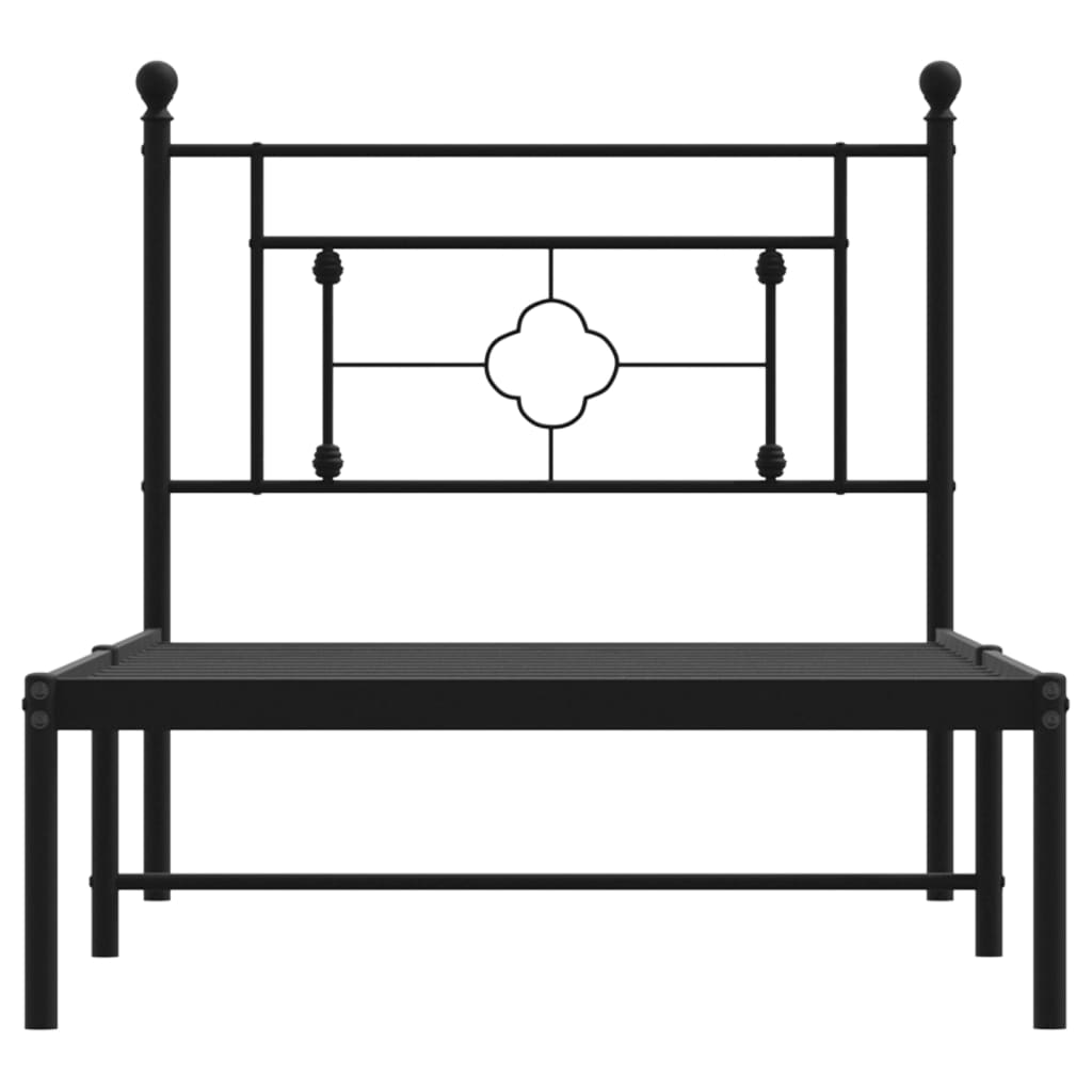 Bettgestell mit Kopfteil Metall Schwarz 100x190 cm - Pazzar.ch