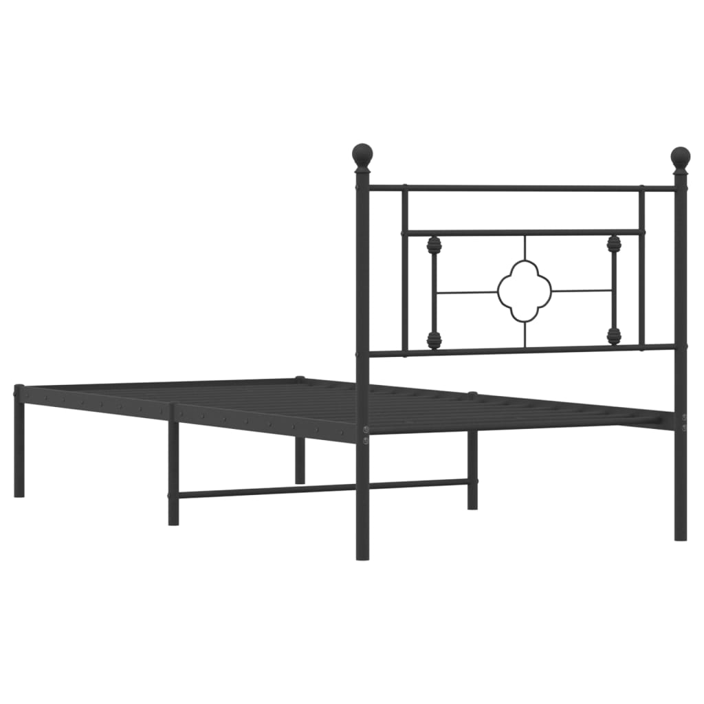 Bettgestell mit Kopfteil Metall Schwarz 100x190 cm - Pazzar.ch