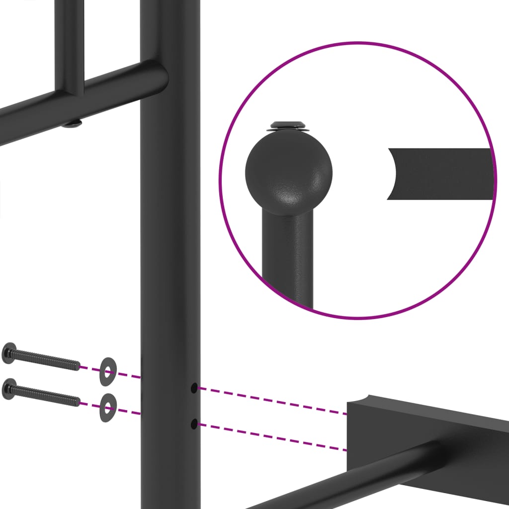 Bettgestell mit Kopfteil Metall Schwarz 100x190 cm - Pazzar.ch