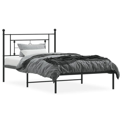 Bettgestell mit Kopfteil Metall Schwarz 107x203 cm - Pazzar.ch