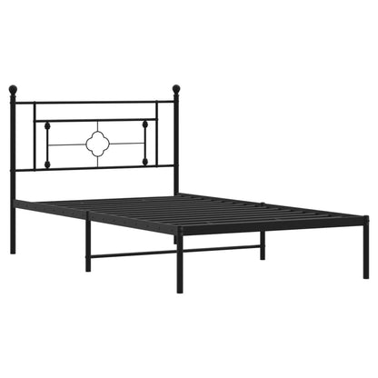 Bettgestell mit Kopfteil Metall Schwarz 107x203 cm - Pazzar.ch