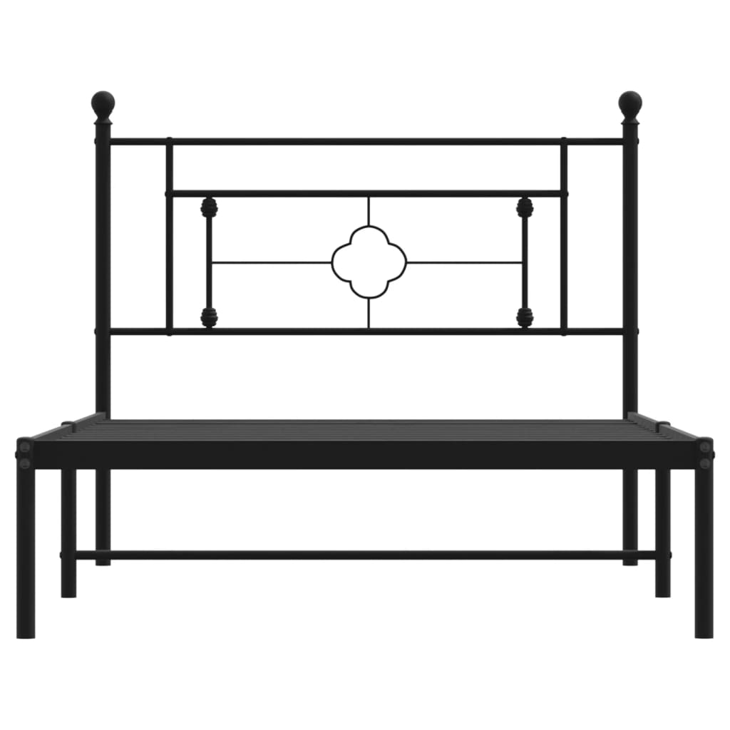 Bettgestell mit Kopfteil Metall Schwarz 107x203 cm - Pazzar.ch