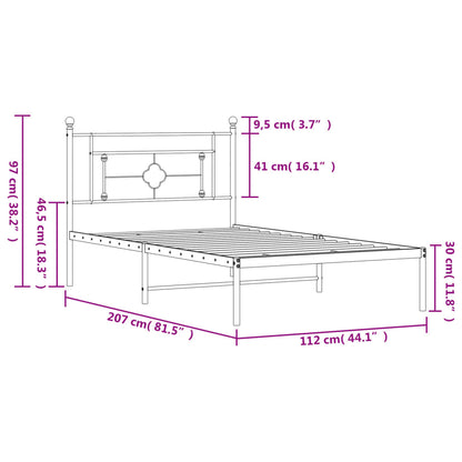 Bettgestell mit Kopfteil Metall Schwarz 107x203 cm - Pazzar.ch