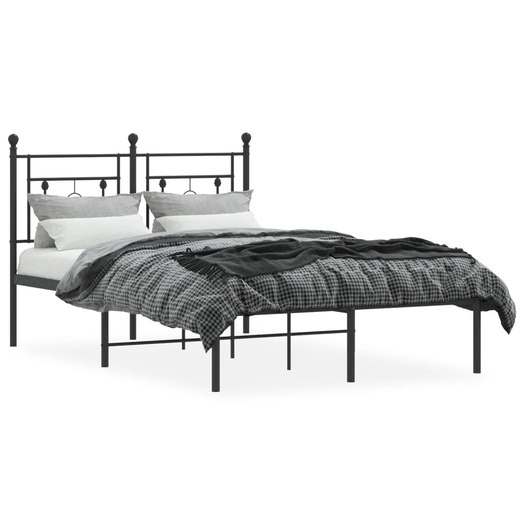 Bettgestell mit Kopfteil Metall Schwarz 120x200 cm - Pazzar.ch