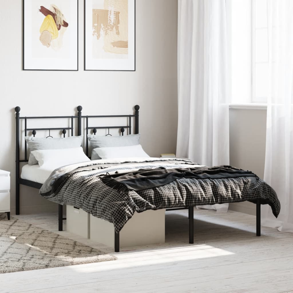 Bettgestell mit Kopfteil Metall Schwarz 120x200 cm - Pazzar.ch