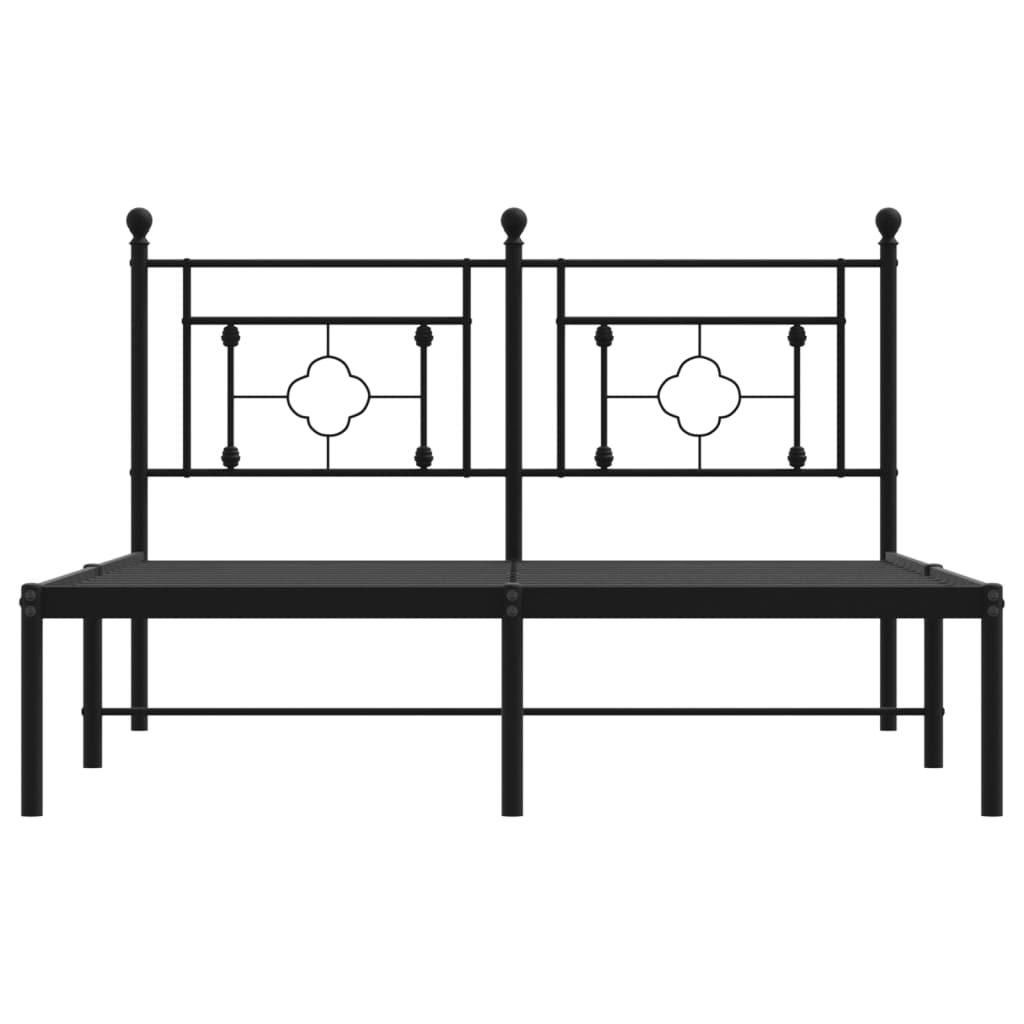 Bettgestell mit Kopfteil Metall Schwarz 140x190 cm - Pazzar.ch