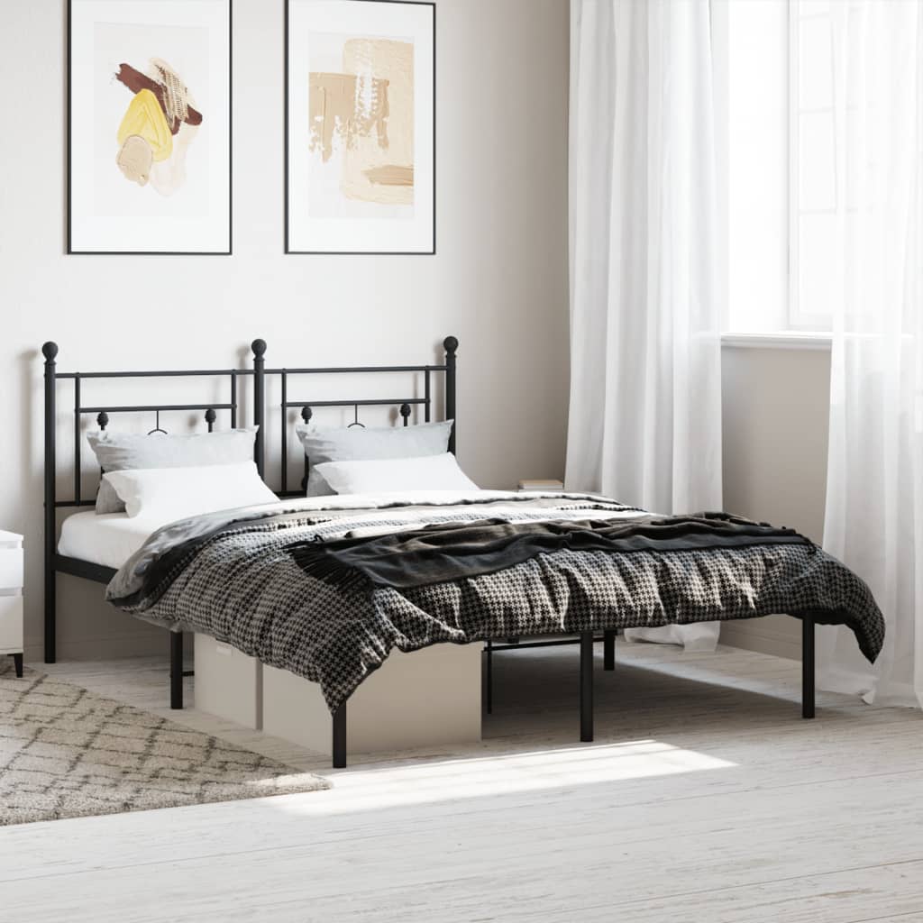 Bettgestell mit Kopfteil Metall Schwarz 140x190 cm - Pazzar.ch