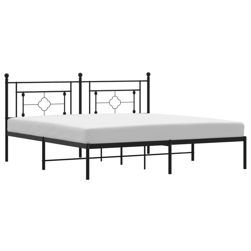 Bettgestell mit Kopfteil Metall Schwarz 183x213 cm - Pazzar.ch