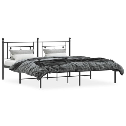 Bettgestell mit Kopfteil Metall Schwarz 183x213 cm - Pazzar.ch