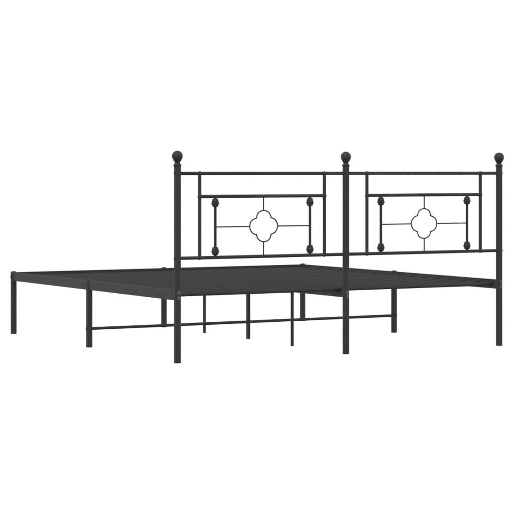 Bettgestell mit Kopfteil Metall Schwarz 183x213 cm - Pazzar.ch