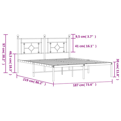 Bettgestell mit Kopfteil Metall Schwarz 183x213 cm - Pazzar.ch