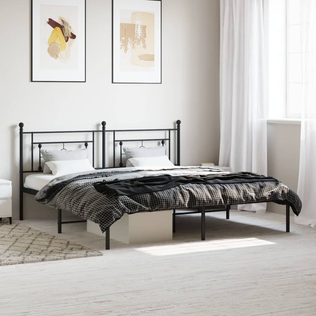Bettgestell mit Kopfteil Metall Schwarz 183x213 cm - Pazzar.ch