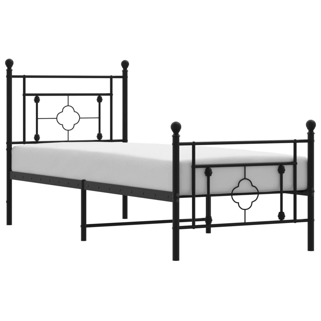 Bettgestell mit Kopf- und Fußteil Metall Schwarz 75x190 cm - Pazzar.ch