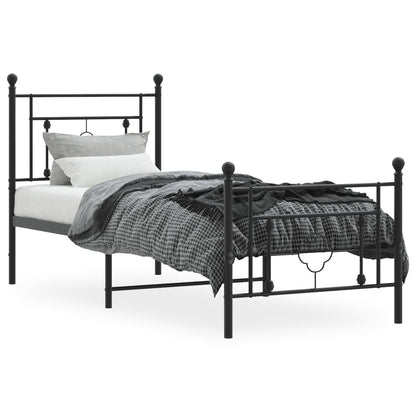 Bettgestell mit Kopf- und Fußteil Metall Schwarz 75x190 cm - Pazzar.ch