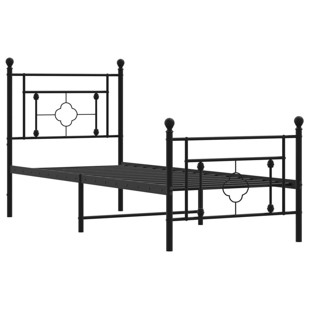 Bettgestell mit Kopf- und Fußteil Metall Schwarz 75x190 cm - Pazzar.ch