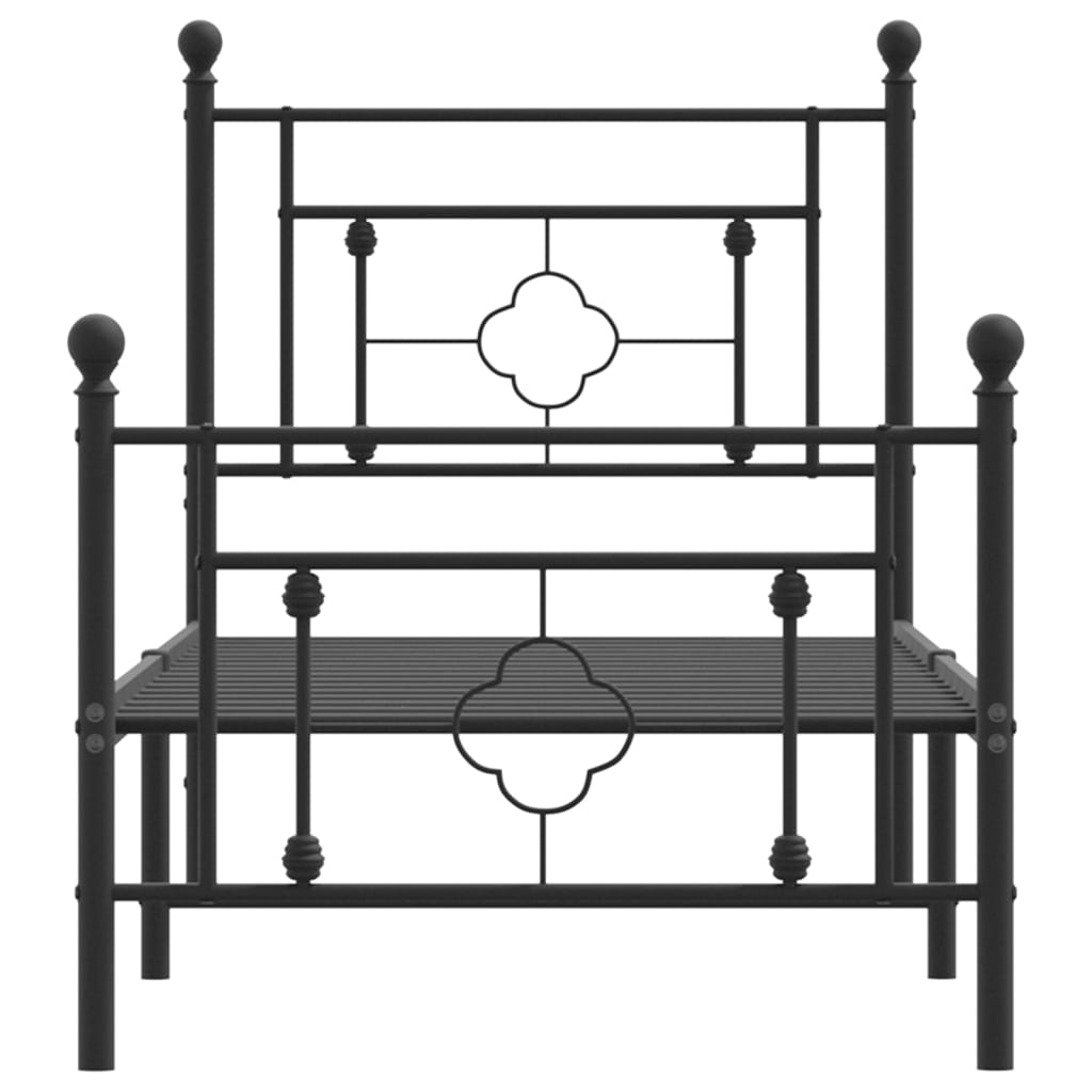 Bettgestell mit Kopf- und Fußteil Metall Schwarz 75x190 cm - Pazzar.ch