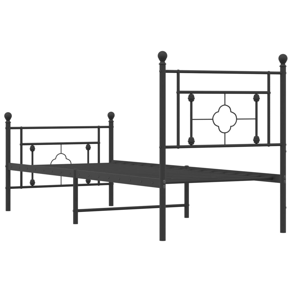 Bettgestell mit Kopf- und Fußteil Metall Schwarz 75x190 cm - Pazzar.ch