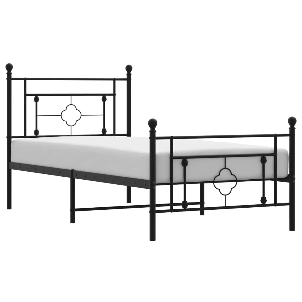 Bettgestell mit Kopf- und Fußteil Metall Schwarz 90x190 cm - Pazzar.ch