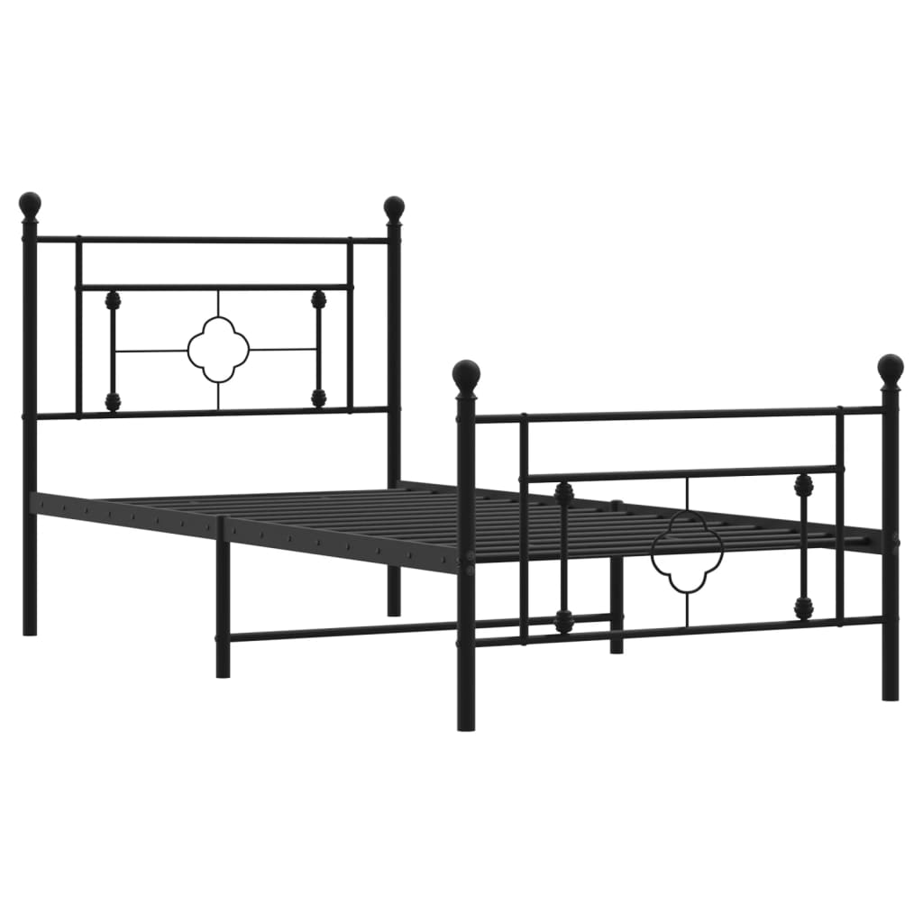 Bettgestell mit Kopf- und Fußteil Metall Schwarz 90x190 cm - Pazzar.ch