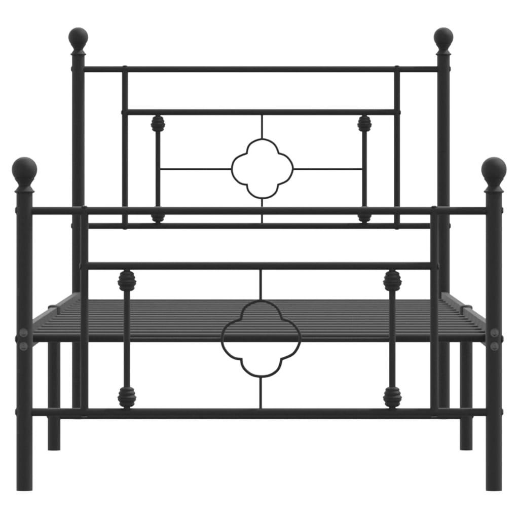 Bettgestell mit Kopf- und Fußteil Metall Schwarz 90x190 cm - Pazzar.ch