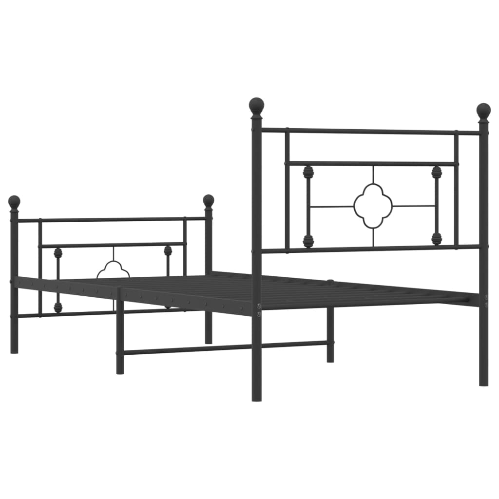 Bettgestell mit Kopf- und Fußteil Metall Schwarz 90x190 cm - Pazzar.ch