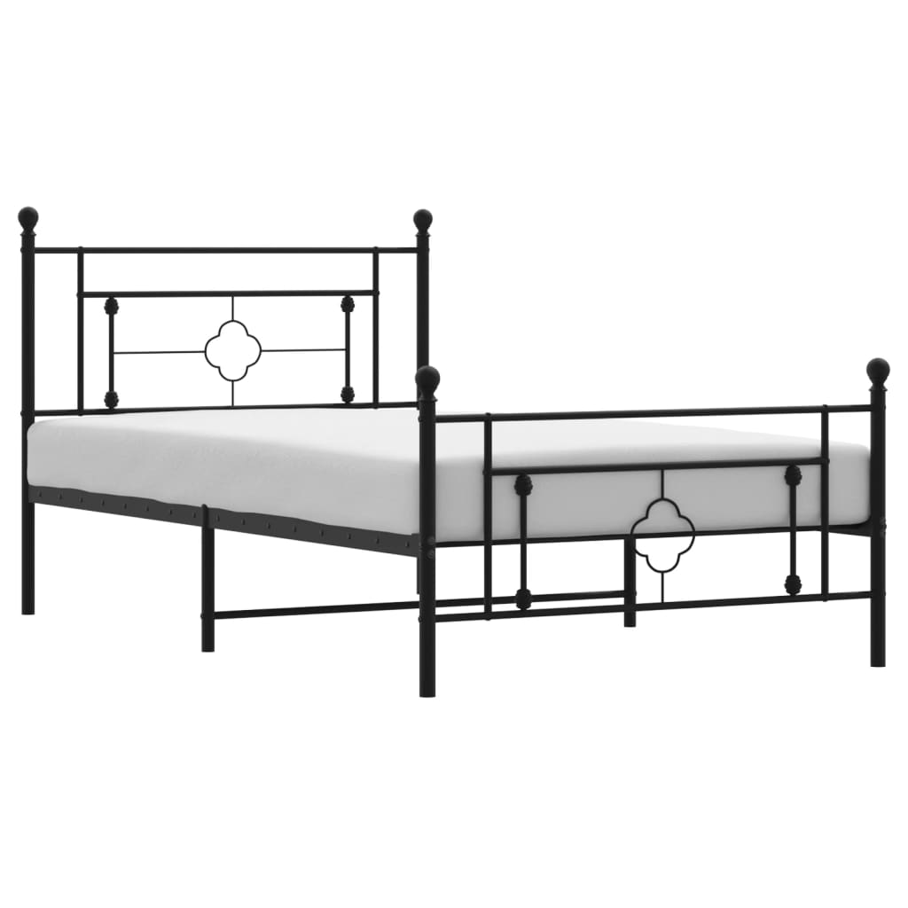 Bettgestell mit Kopf- und Fußteil Metall Schwarz 107x203 cm - Pazzar.ch