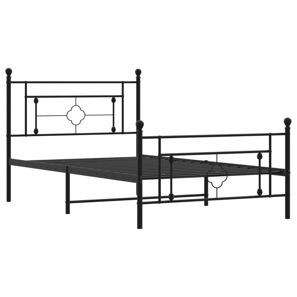 Bettgestell mit Kopf- und Fußteil Metall Schwarz 107x203 cm - Pazzar.ch