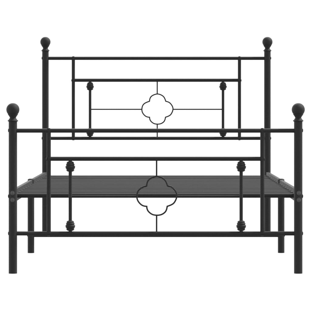 Bettgestell mit Kopf- und Fußteil Metall Schwarz 107x203 cm - Pazzar.ch