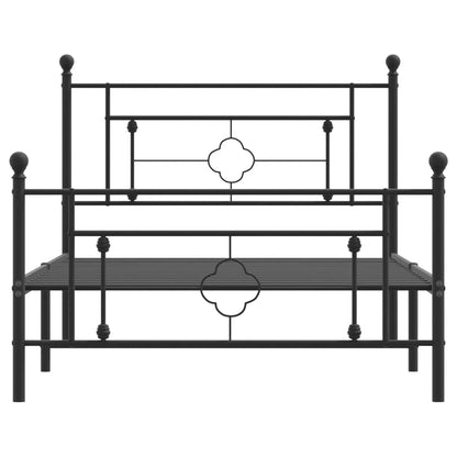 Bettgestell mit Kopf- und Fußteil Metall Schwarz 107x203 cm - Pazzar.ch
