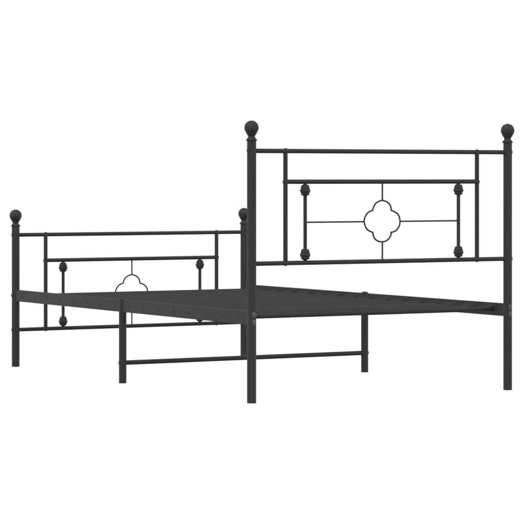 Bettgestell mit Kopf- und Fußteil Metall Schwarz 107x203 cm - Pazzar.ch
