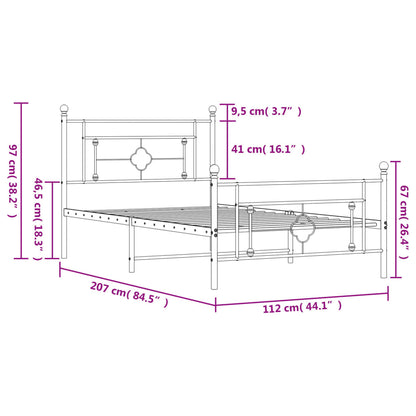 Bettgestell mit Kopf- und Fußteil Metall Schwarz 107x203 cm - Pazzar.ch
