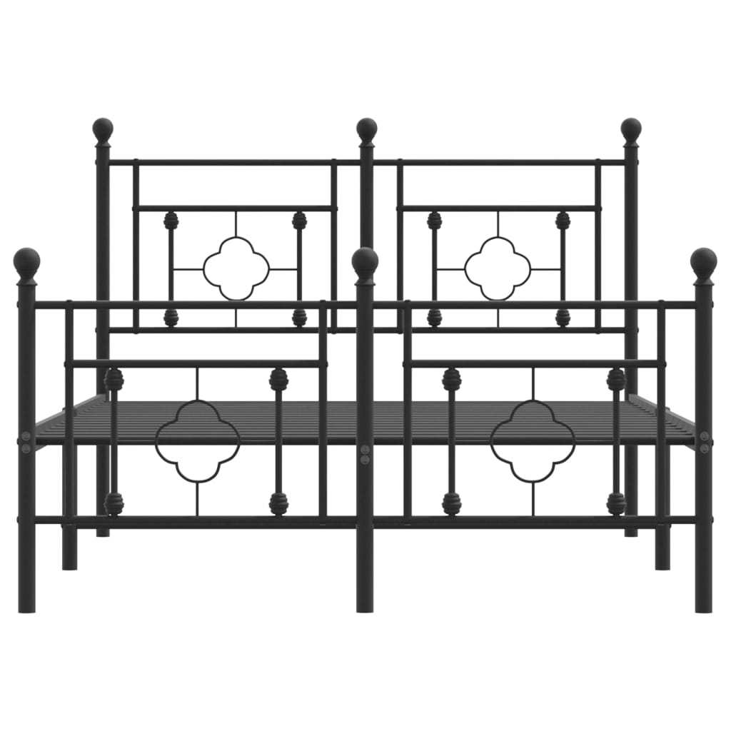 Bettgestell mit Kopf- und Fußteil Metall Schwarz 120x190 cm - Pazzar.ch