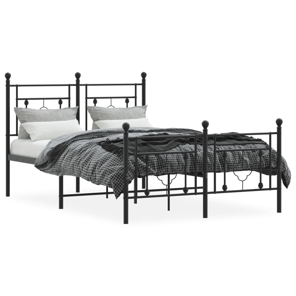 Bettgestell mit Kopf- und Fußteil Metall Schwarz 120x200 cm - Pazzar.ch