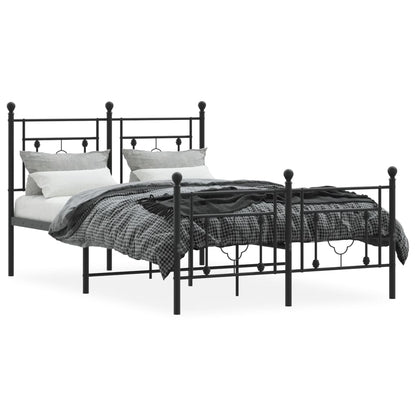Bettgestell mit Kopf- und Fußteil Metall Schwarz 120x200 cm - Pazzar.ch