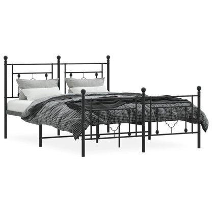 Bettgestell mit Kopf- und Fußteil Metall Schwarz 135x190 cm - Pazzar.ch