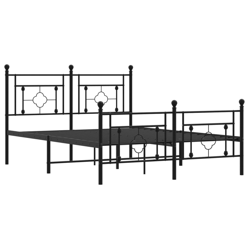 Bettgestell mit Kopf- und Fußteil Metall Schwarz 135x190 cm - Pazzar.ch
