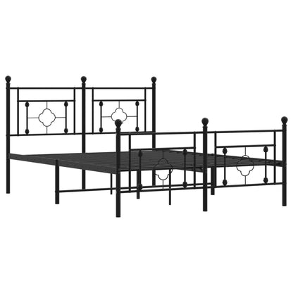 Bettgestell mit Kopf- und Fußteil Metall Schwarz 135x190 cm - Pazzar.ch