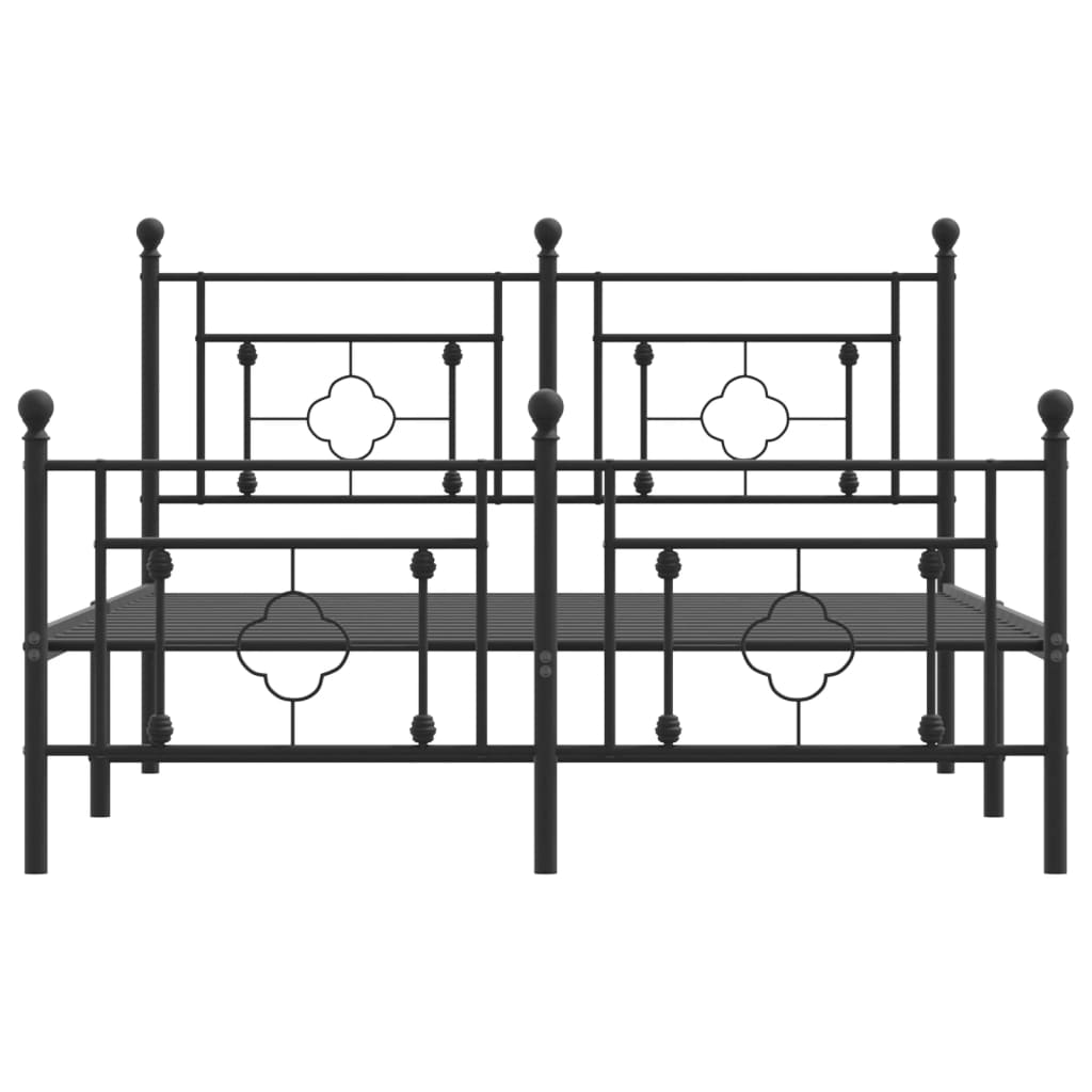 Bettgestell mit Kopf- und Fußteil Metall Schwarz 135x190 cm - Pazzar.ch