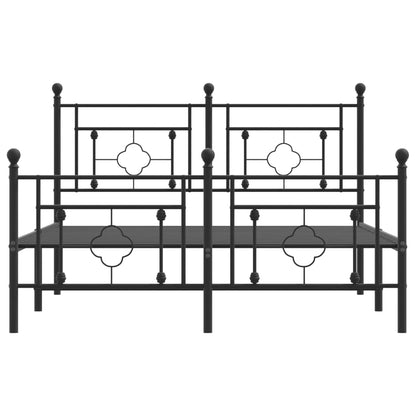 Bettgestell mit Kopf- und Fußteil Metall Schwarz 135x190 cm - Pazzar.ch