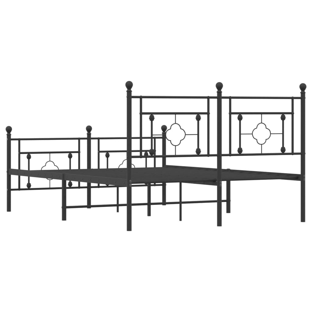 Bettgestell mit Kopf- und Fußteil Metall Schwarz 135x190 cm - Pazzar.ch