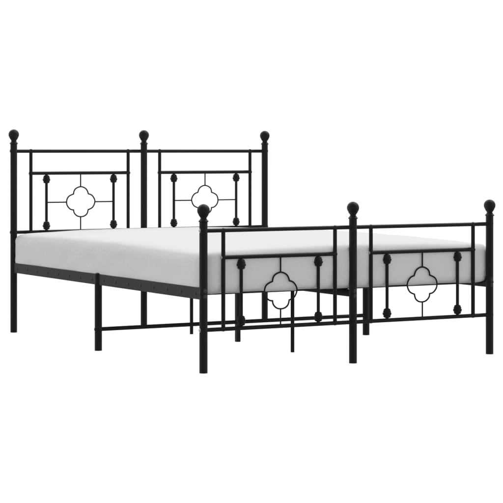 Bettgestell mit Kopf- und Fußteil Metall Schwarz 140x190 cm - Pazzar.ch