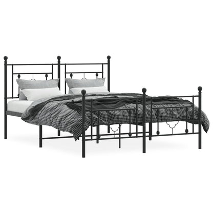 Bettgestell mit Kopf- und Fußteil Metall Schwarz 140x190 cm - Pazzar.ch