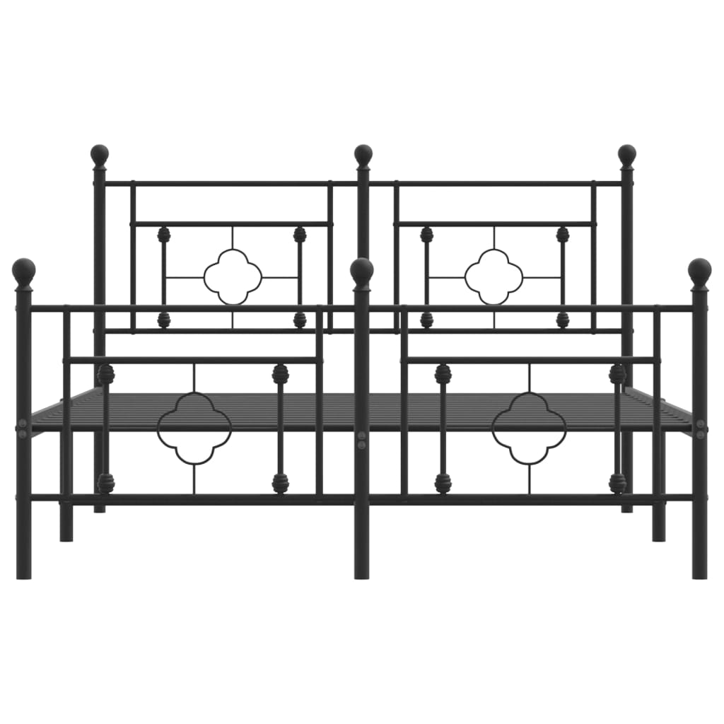 Bettgestell mit Kopf- und Fußteil Metall Schwarz 140x190 cm - Pazzar.ch